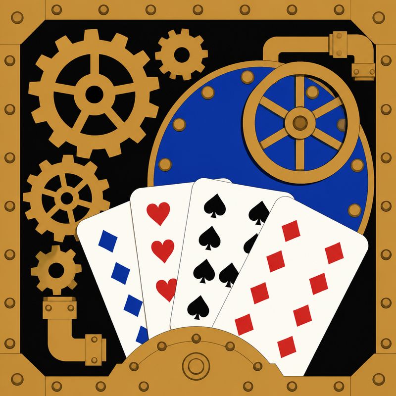 Steampunk gears, rivets and a fan of cards for Brass Tableau.